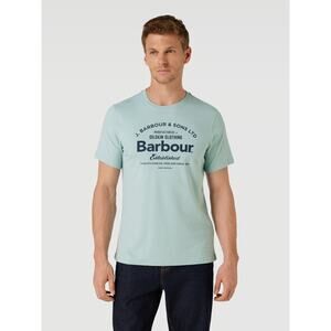 [Barbour] Blue Crew Neck Logo Graphic Tee Short Sleeve T-Shirt Size Medium M
